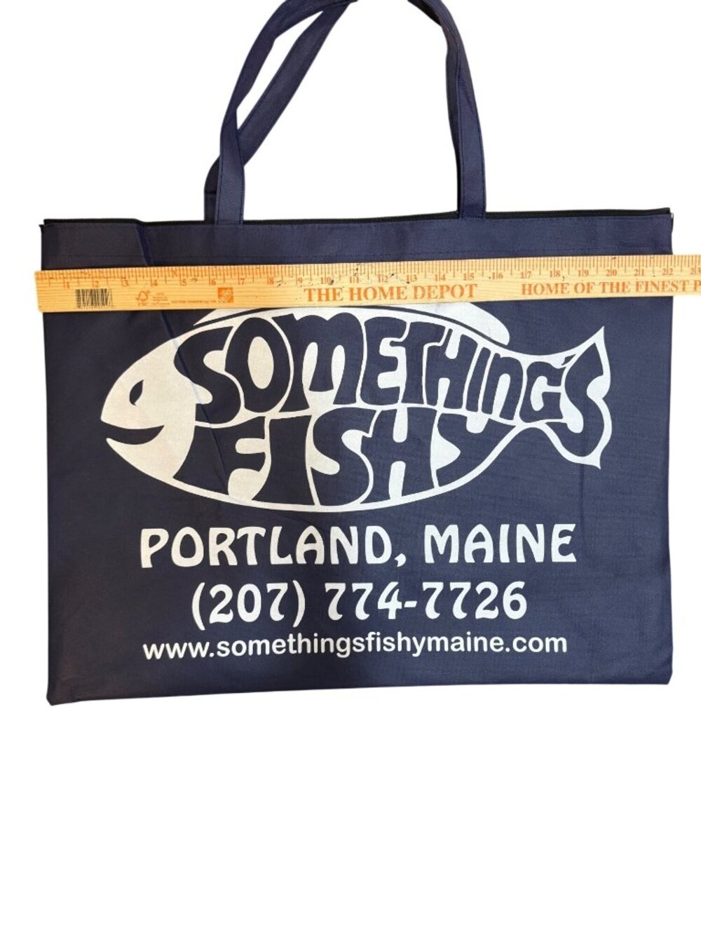 Coastal Portland Maine Large Zip Top Market Beach Tote Bag Something's Fishy - Picture 2 of 5